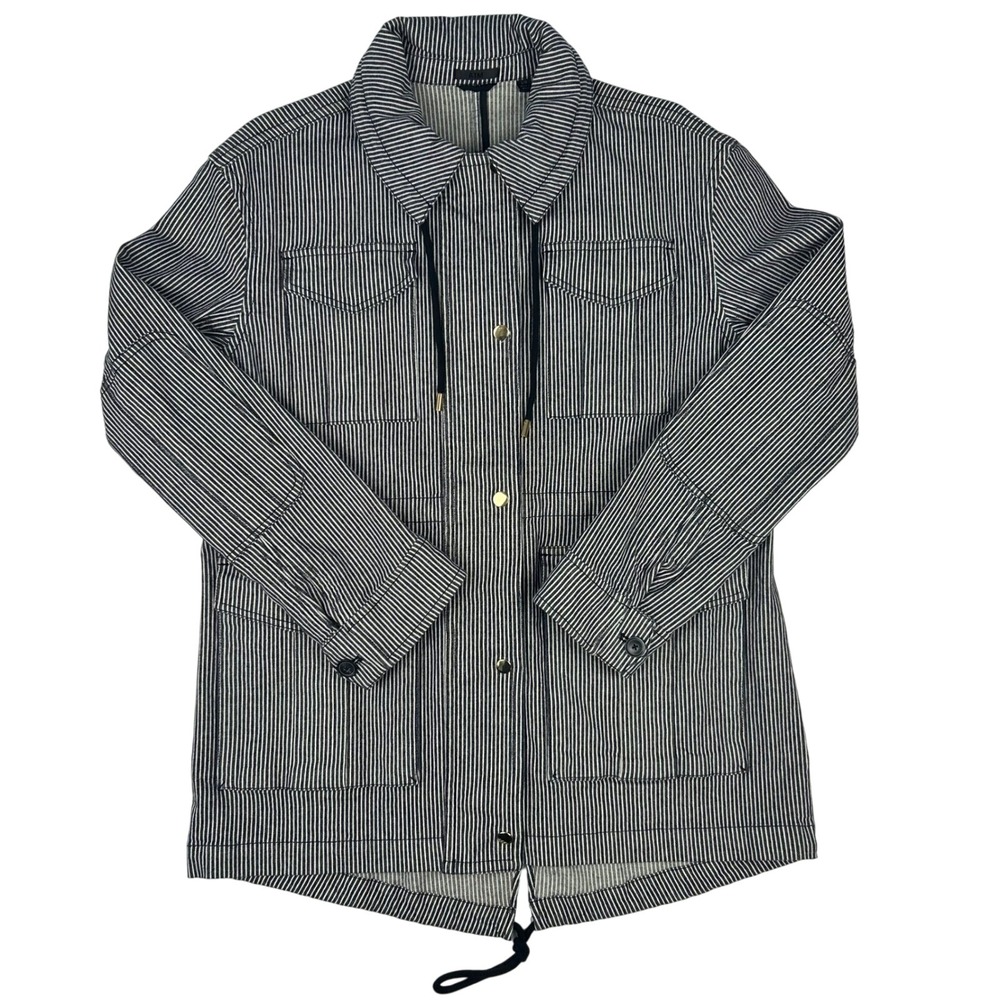 ATM Anthony Thomas Melillo Indigo White Striped Field Jacket‎ AW5880-MAQ Large